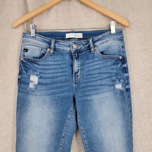 Kancan Style # KC8561M Emmie Mid Rise Skinny Jeans Light Wash Distressed - Picture 2 of 11